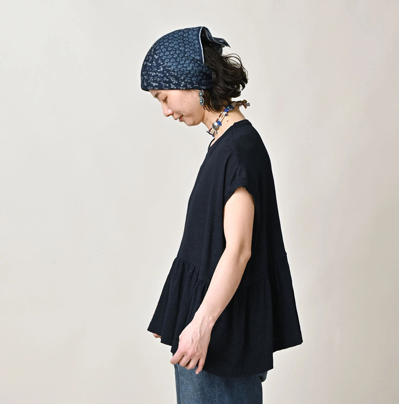 45R(フォーティファイブアール) |ONEONE 宝物の天竺ギャザーMキャミ（インディゴ）