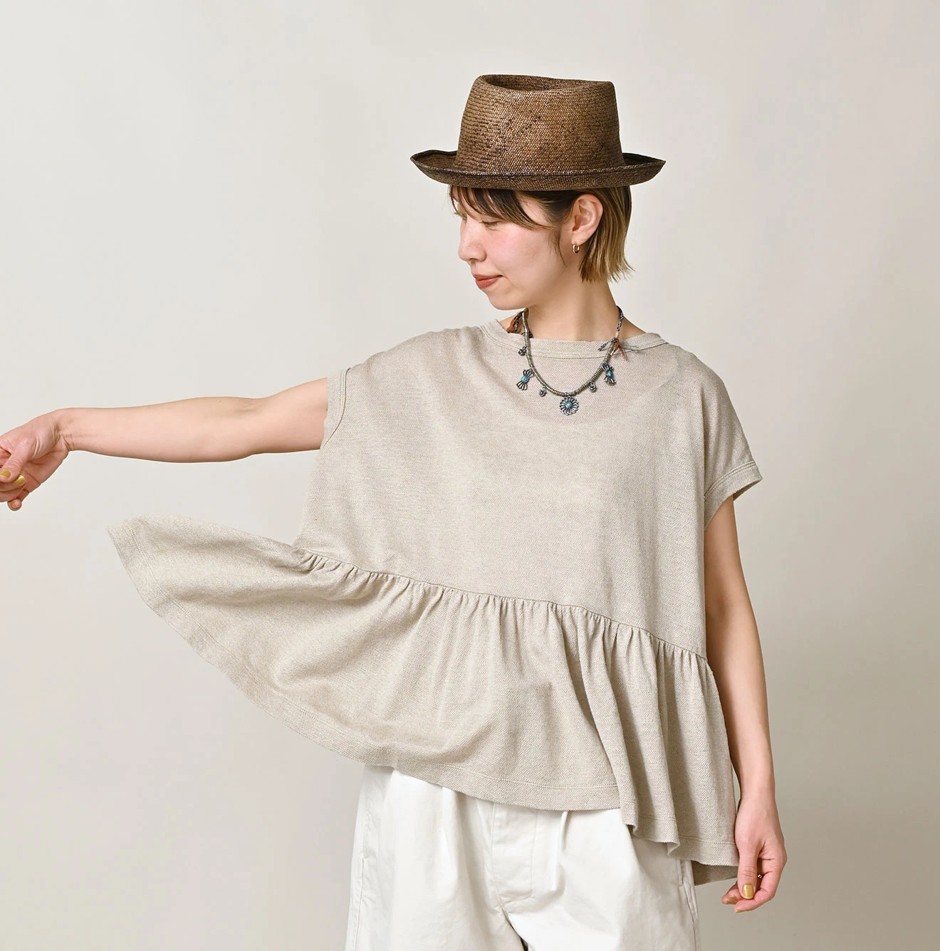 45R(フォーティファイブアール) |ONEONE宝物の天竺ギャザーＭキャミ