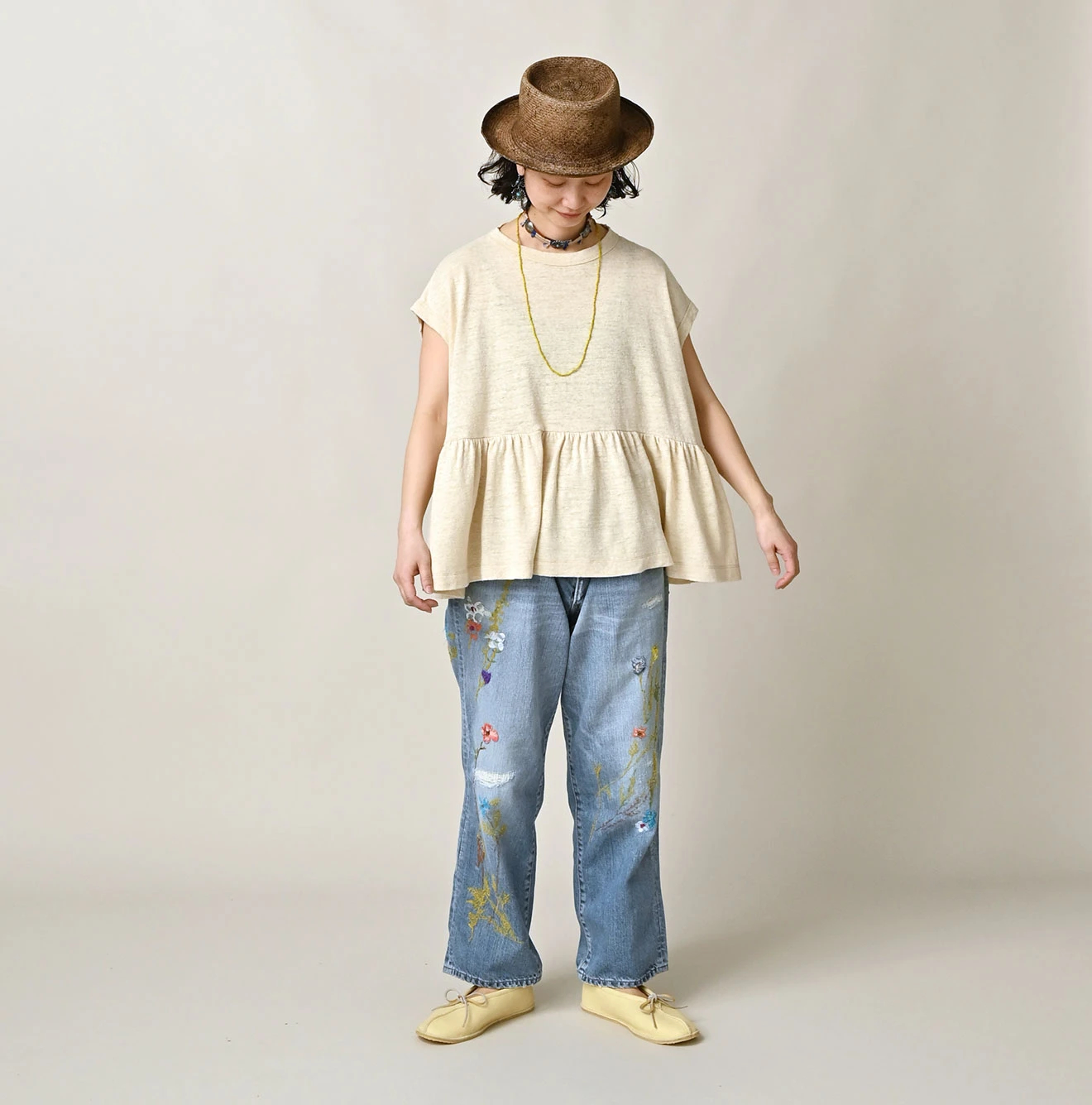 45R(フォーティファイブアール) |ONEONE 宝物の天竺ギャザーMキャミ