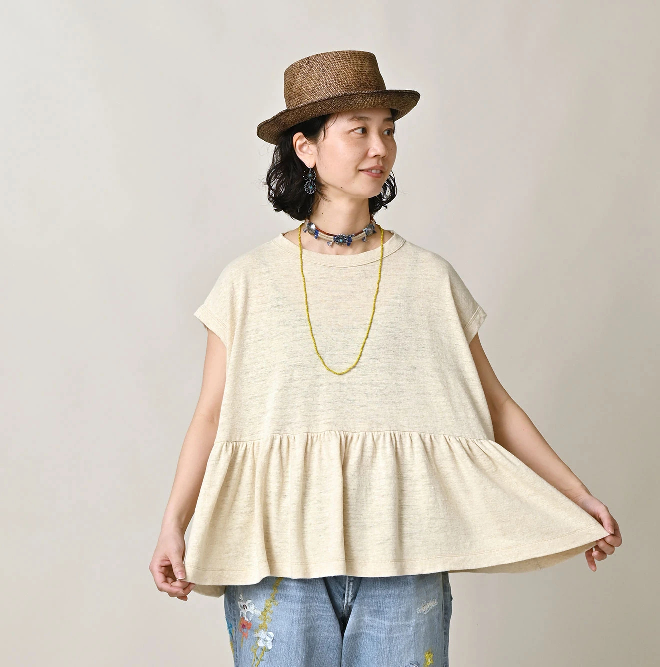 45R(フォーティファイブアール) |ONEONE 宝物の天竺ギャザーMキャミ