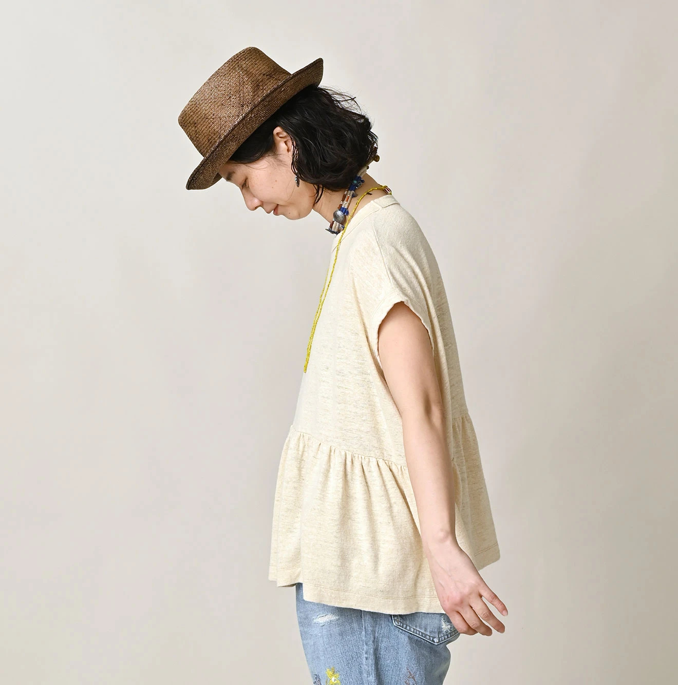 45R(フォーティファイブアール) |ONEONE 宝物の天竺ギャザーMキャミ