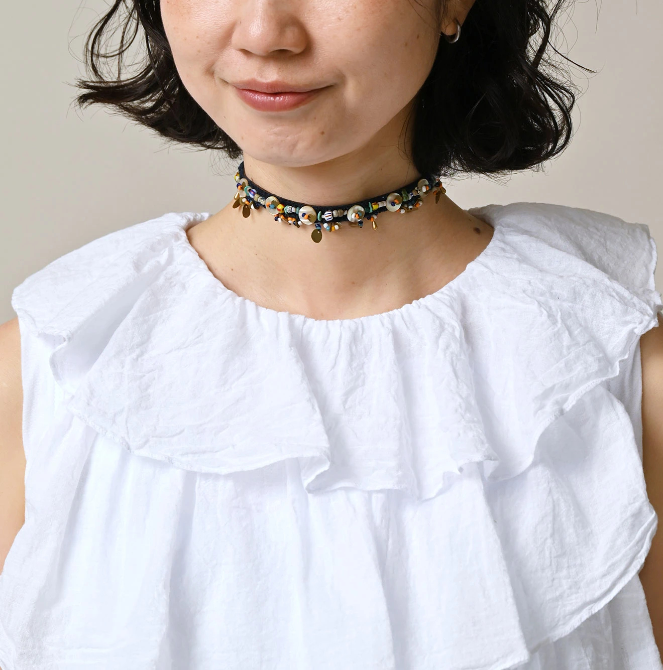 45R(フォーティファイブアール) |天竺×ガーゼのフリルキャミ