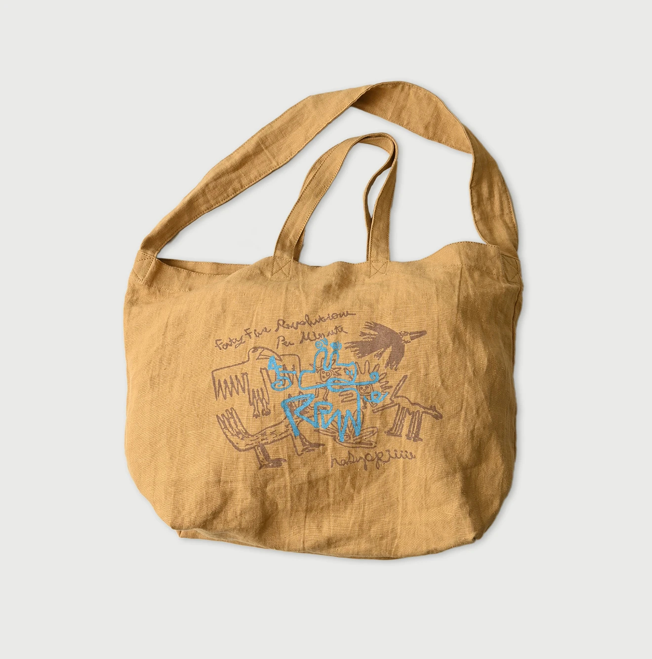 45R(フォーティファイブアール) |インドリネンナスッピー君プリントの45星トート（大）