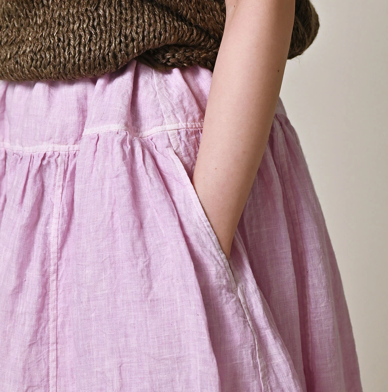 45R(フォーティファイブアール) |インドリネンのイージーギャザーくしゅくしゅスカート（45草染）