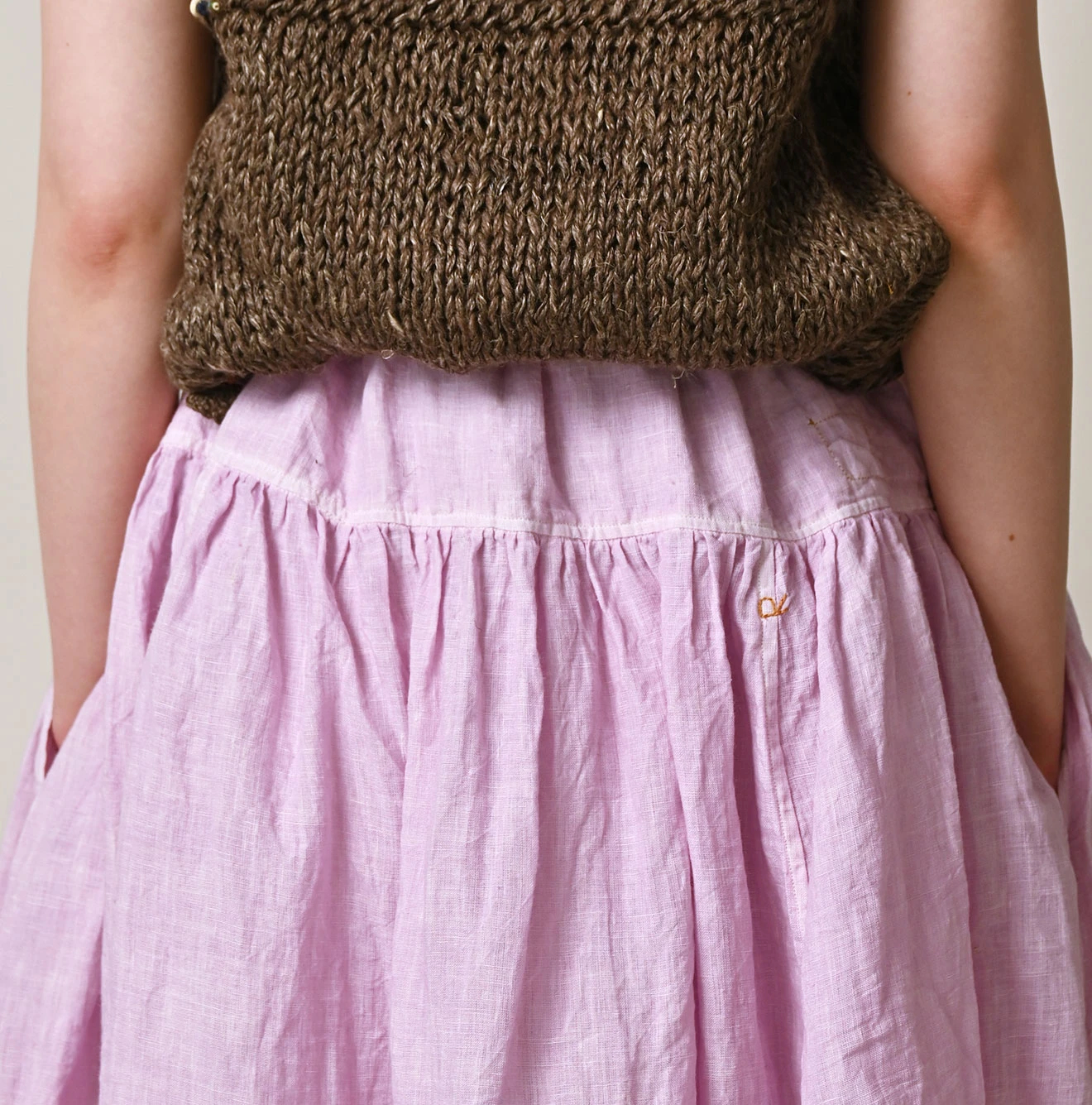 45R(フォーティファイブアール) |インドリネンのイージーギャザーくしゅくしゅスカート（45草染）