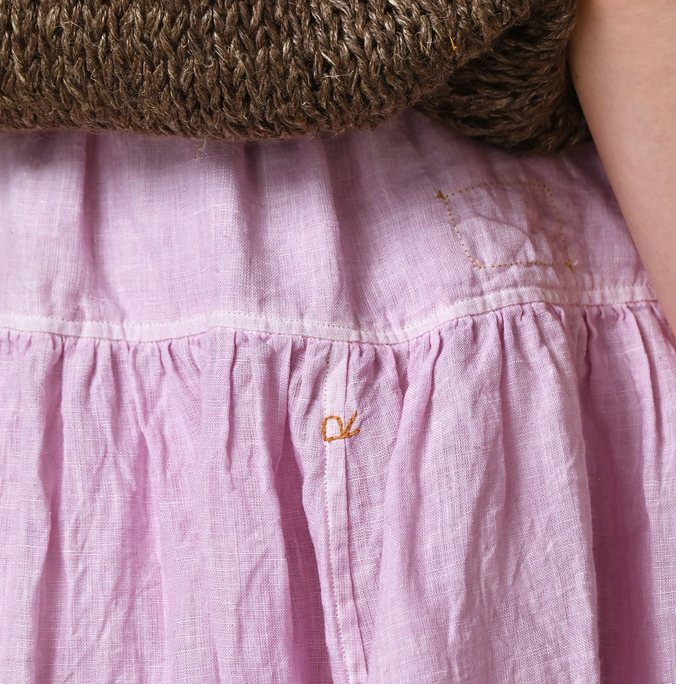 45R(フォーティファイブアール) |インドリネンのイージーギャザーくしゅくしゅスカート（45草染）