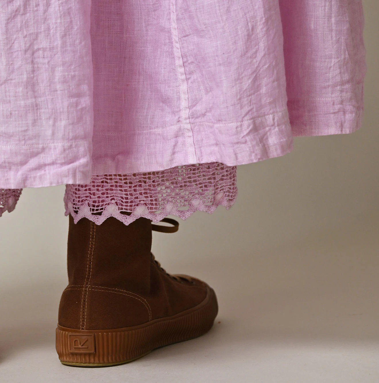 45R(フォーティファイブアール) |インドリネンのイージーギャザーくしゅくしゅスカート（45草染）