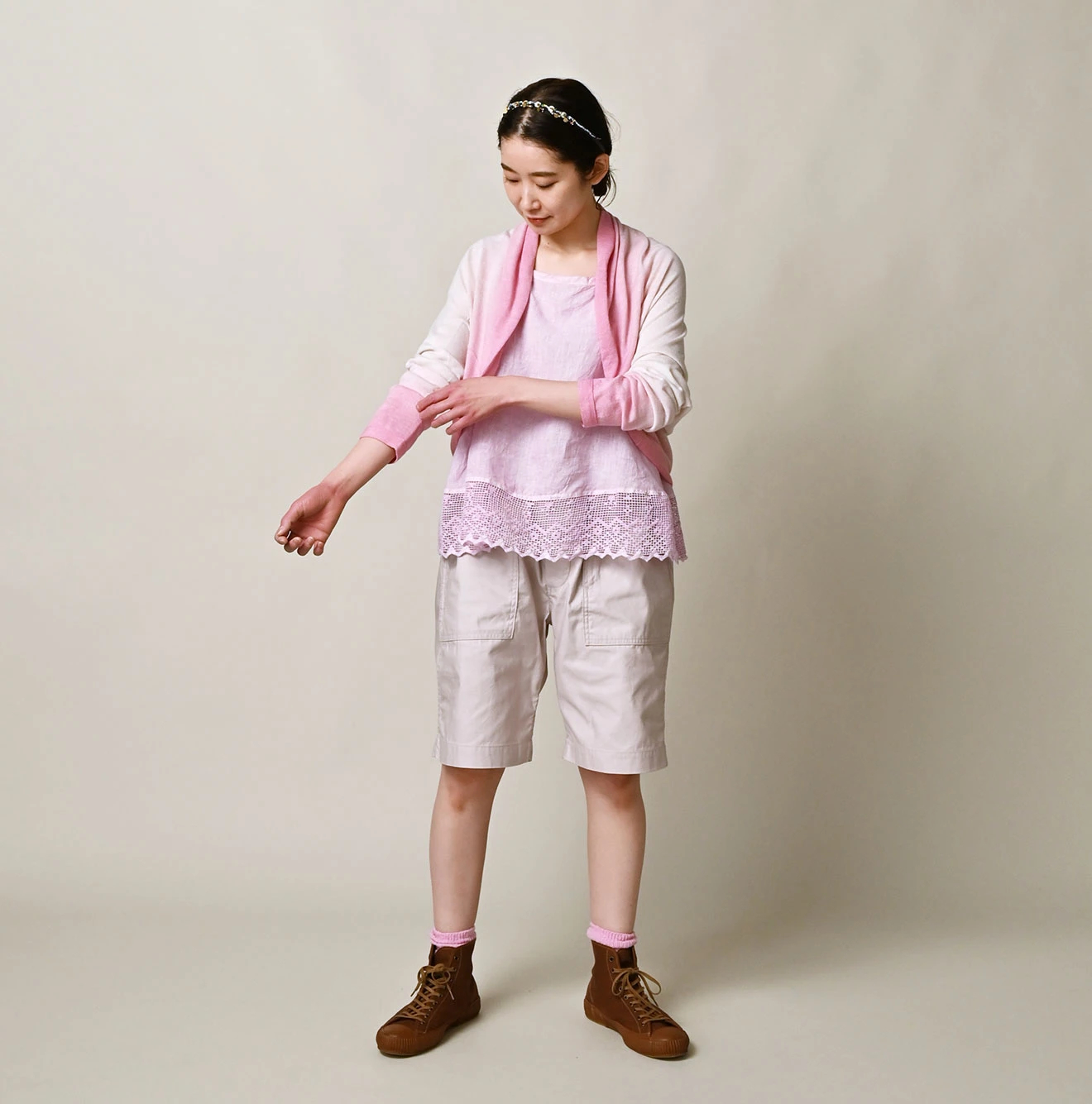 45R(フォーティファイブアール) |桜段染め超ガーゼのボレロ