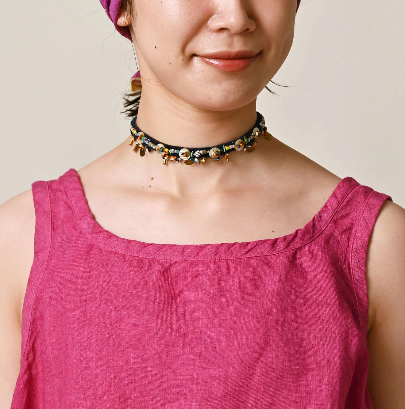 45R(フォーティファイブアール) |インドリネン×レースのフレアキャミソール（45草染）