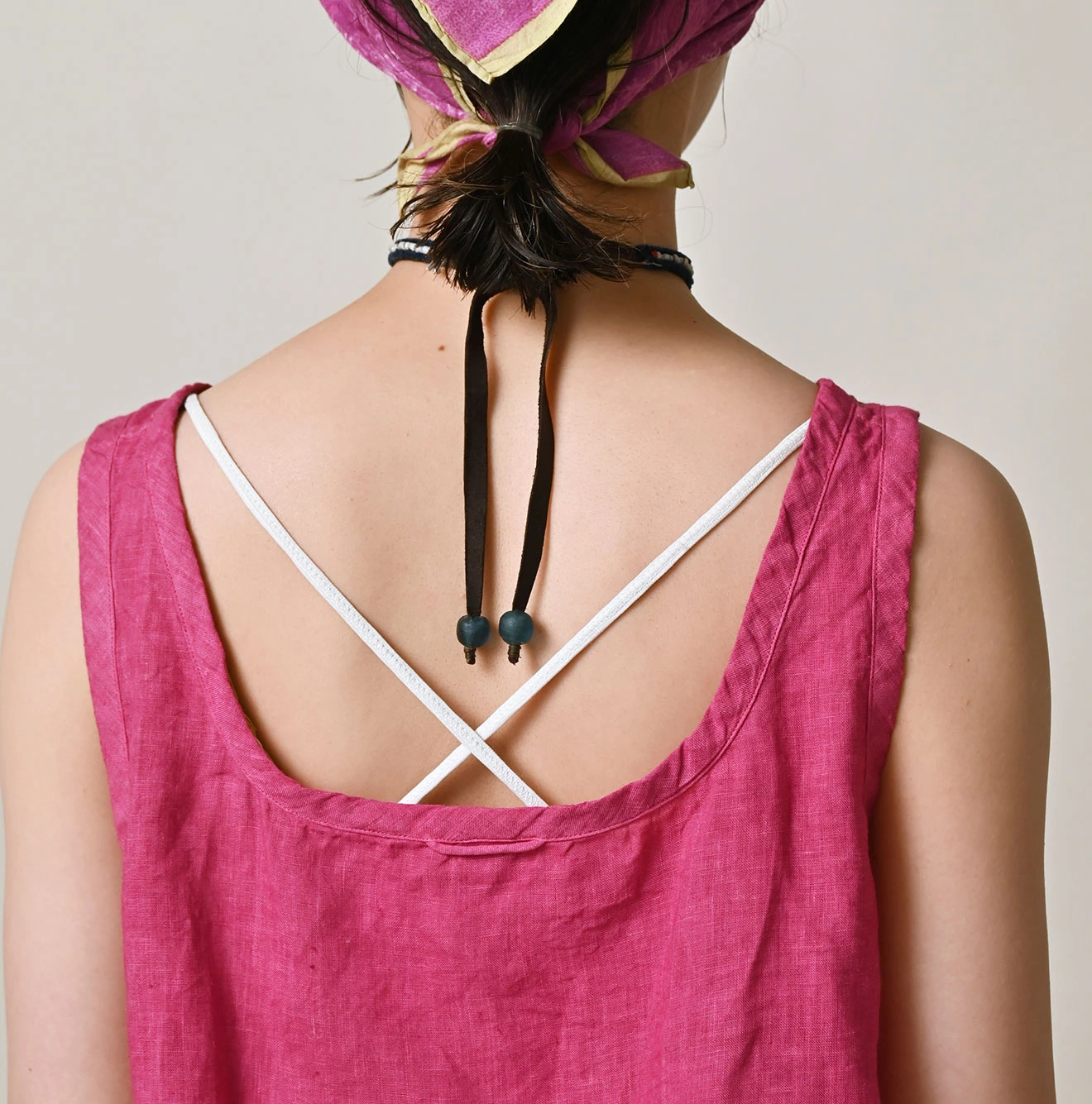 45R(フォーティファイブアール) |インドリネン×レースのフレアキャミソール（45草染）