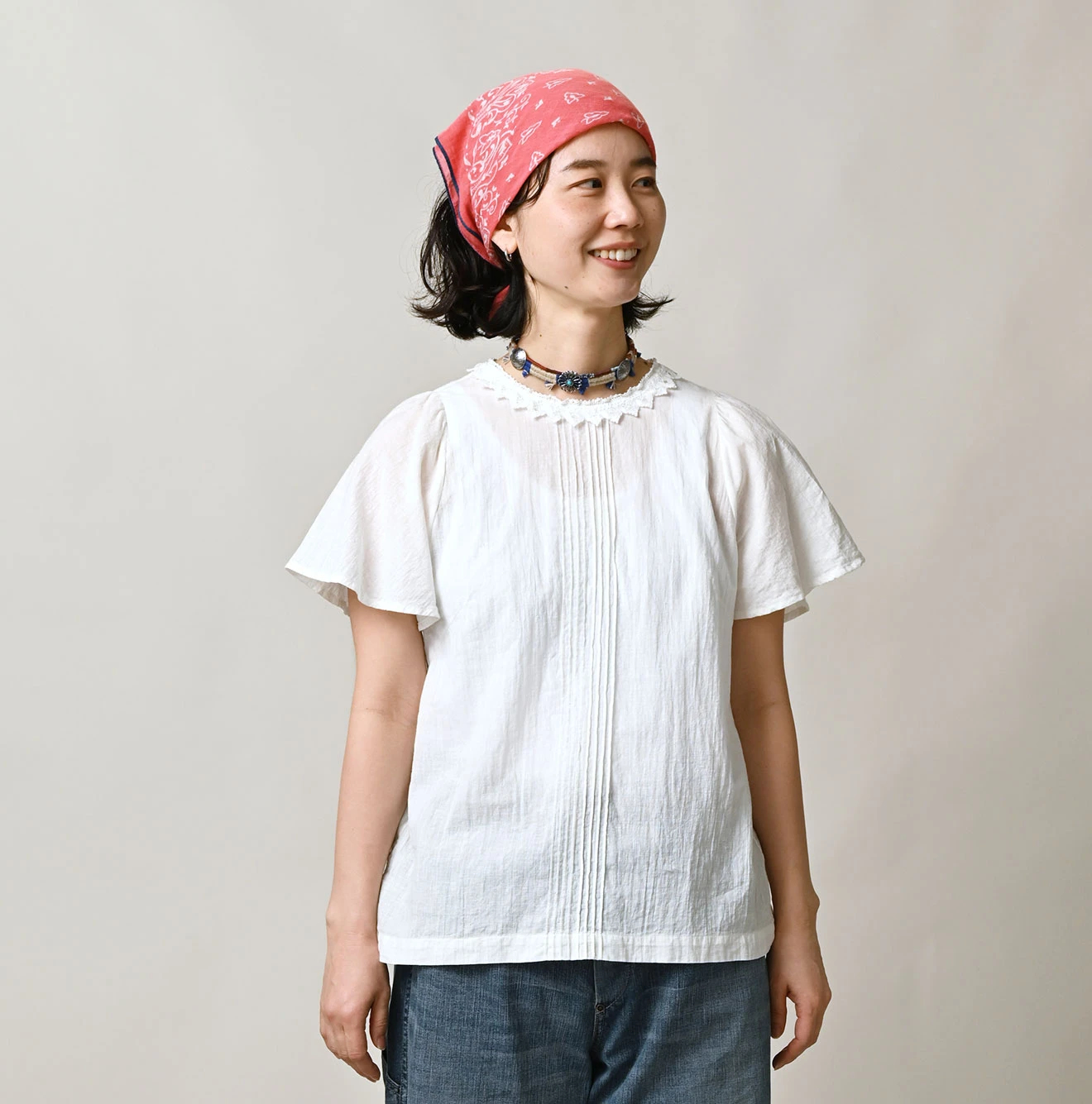 45R(フォーティファイブアール) |インドカディのピンタックレースブラウス