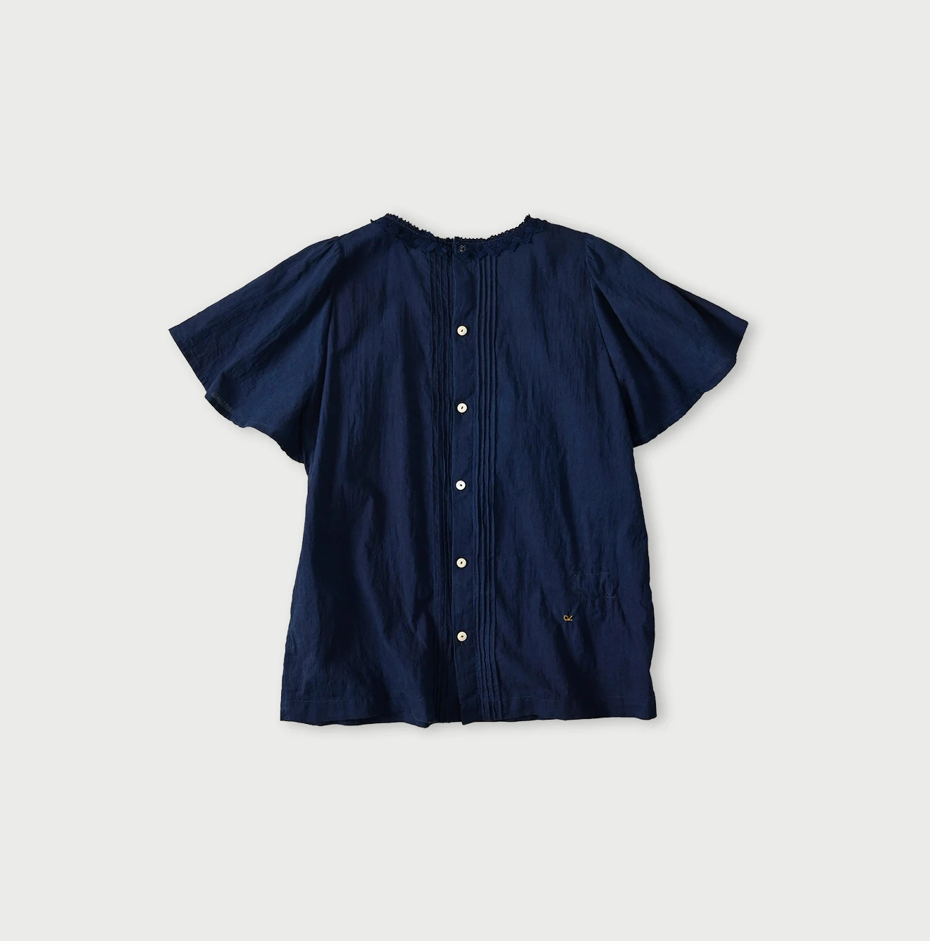 45R(フォーティファイブアール) |インドカディのピンタックレースブラウス（藍）