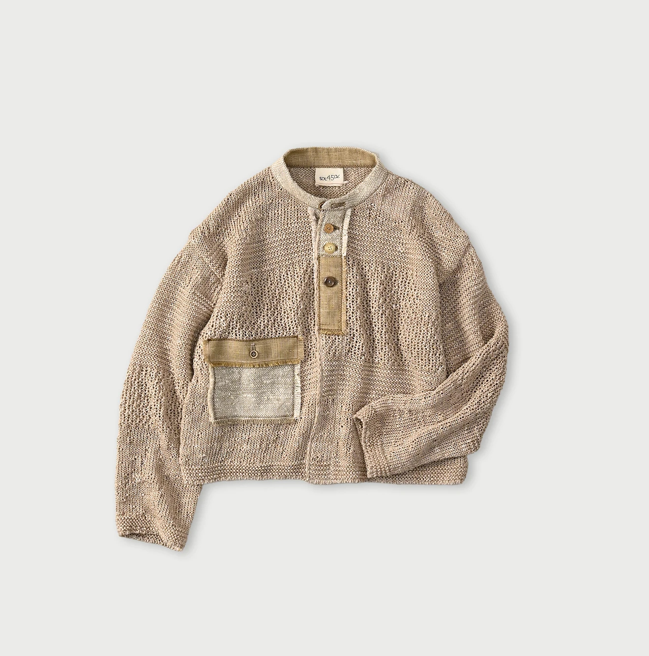 45R(フォーティファイブアール) |リネンギマのパッチワークヘンリー（ホワイトトップ）