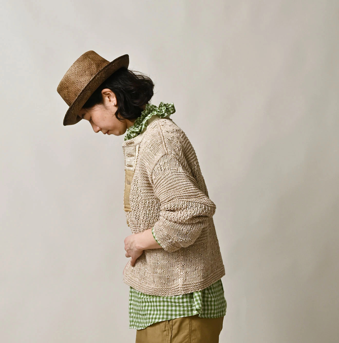 45R(フォーティファイブアール) |リネンギマのパッチワークヘンリー（ホワイトトップ）