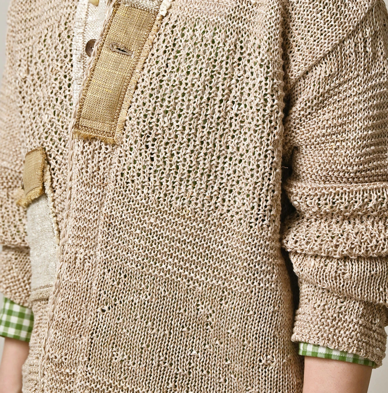 45R(フォーティファイブアール) |リネンギマのパッチワークヘンリー（ホワイトトップ）