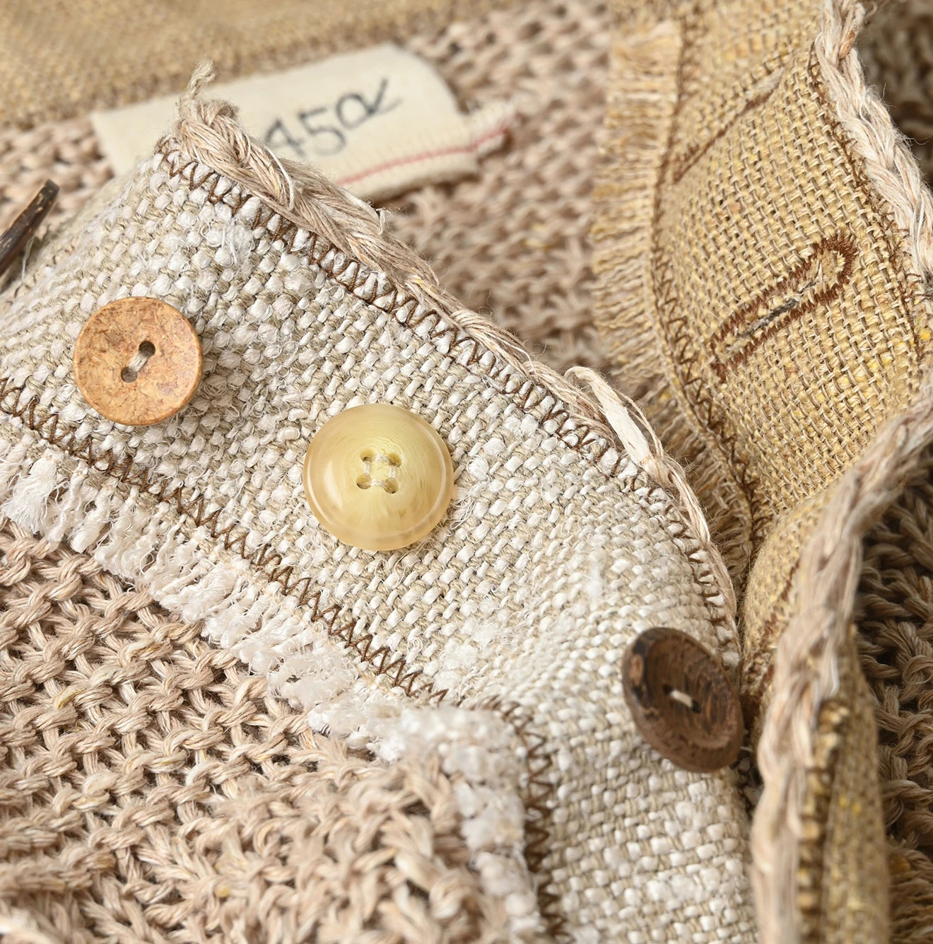 45R(フォーティファイブアール) |リネンギマのパッチワークヘンリー（ホワイトトップ）