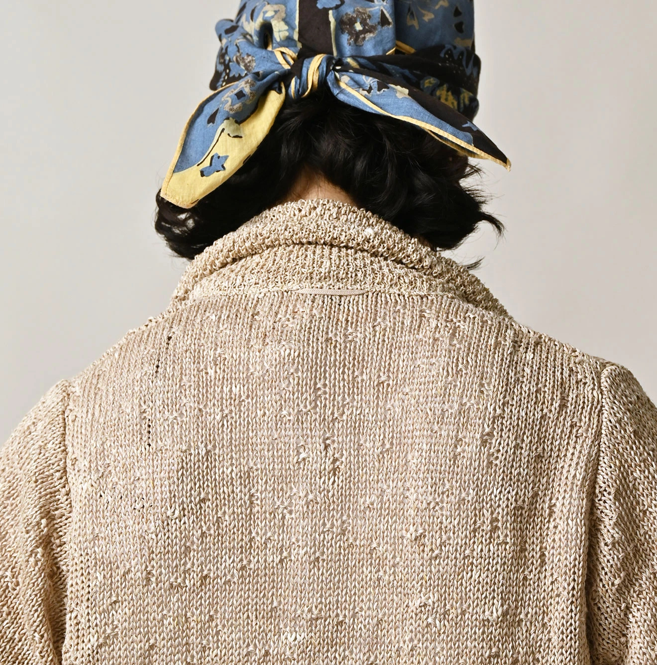 45R(フォーティファイブアール) |リネンギマのパッチワークロングカーディガン（ホワイトトップ）