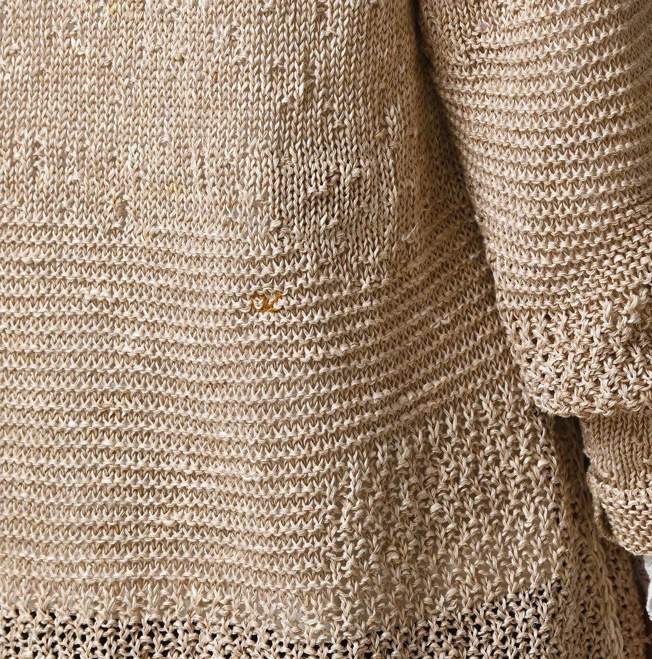 45R(フォーティファイブアール) |リネンギマのパッチワークロングカーディガン（ホワイトトップ）