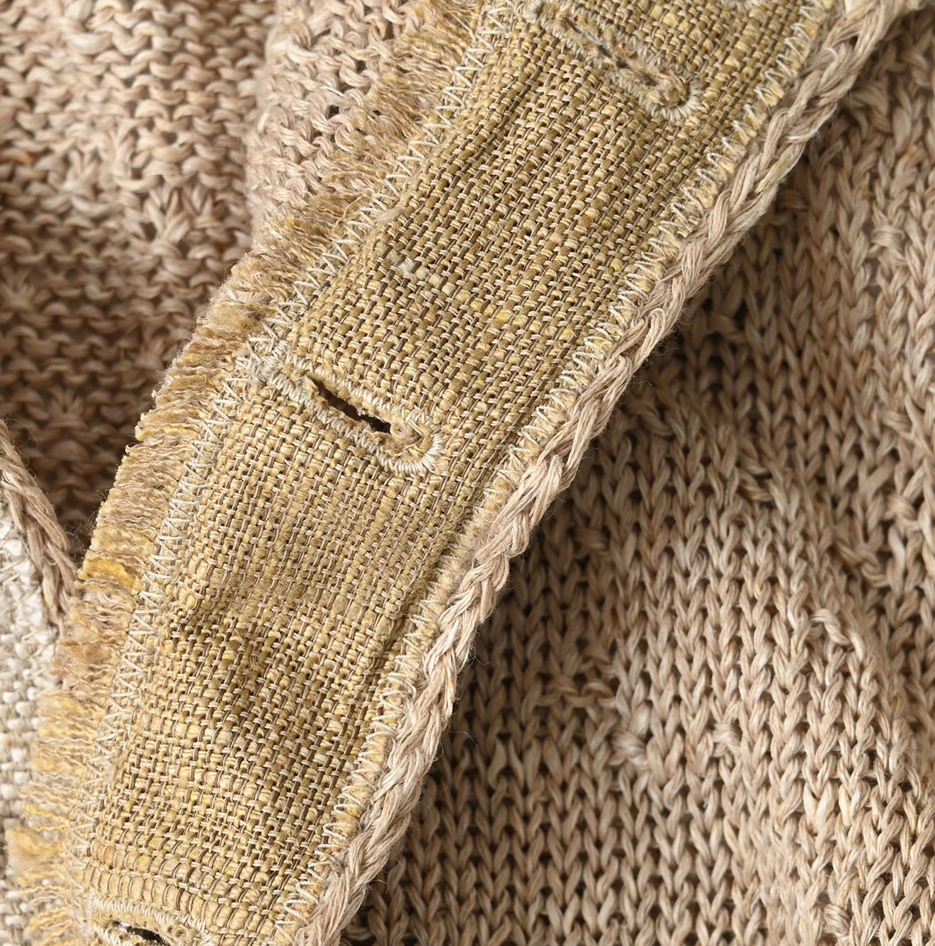 45R(フォーティファイブアール) |リネンギマのパッチワークロングカーディガン（ホワイトトップ）