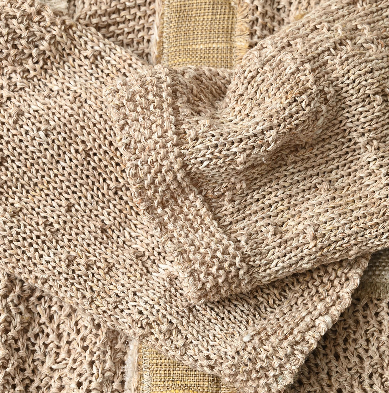 45R(フォーティファイブアール) |リネンギマのパッチワークロングカーディガン（ホワイトトップ）