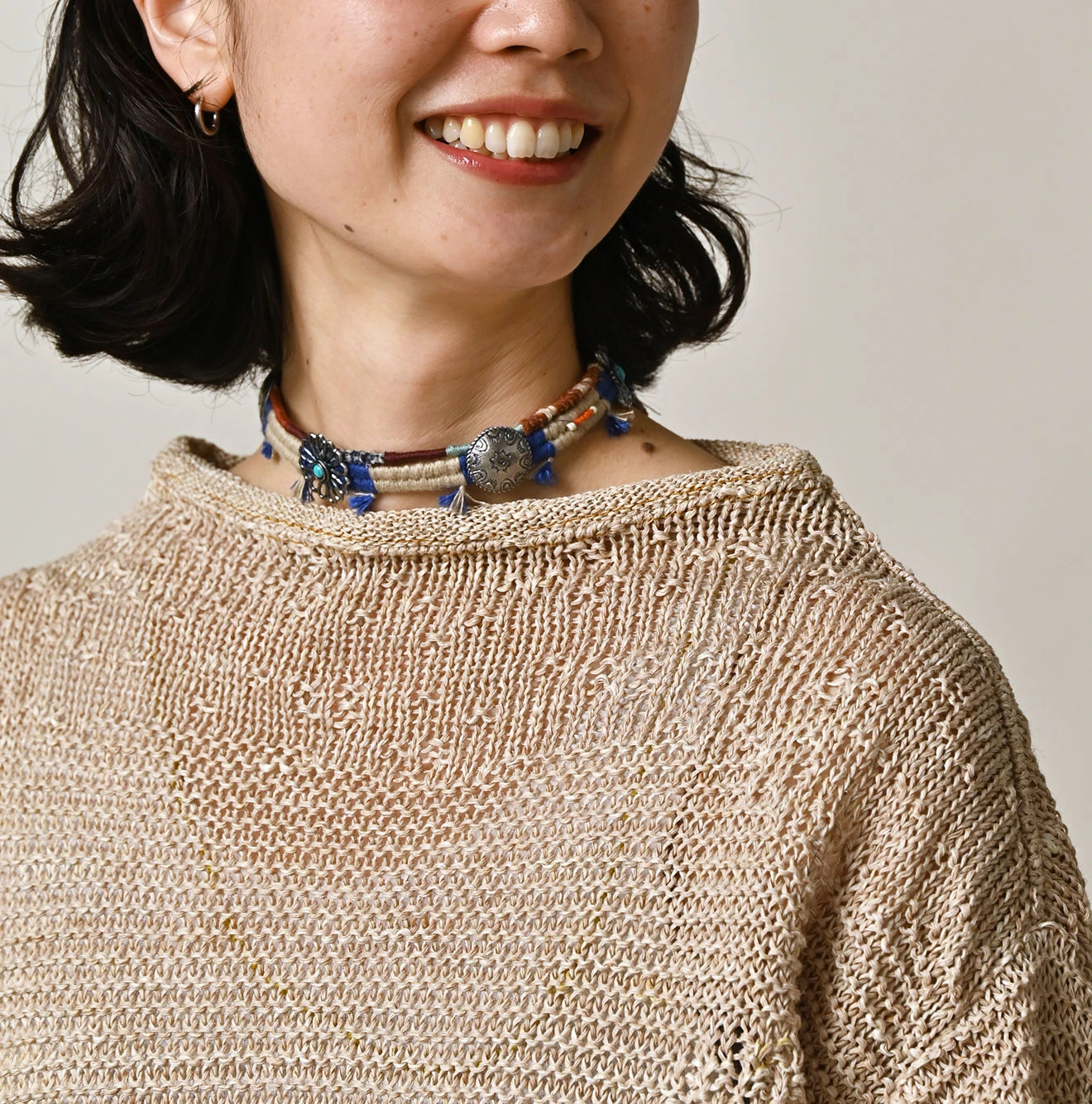 45R(フォーティファイブアール) |リネンギマの908パッチワーク馬セーター（ホワイトトップ）