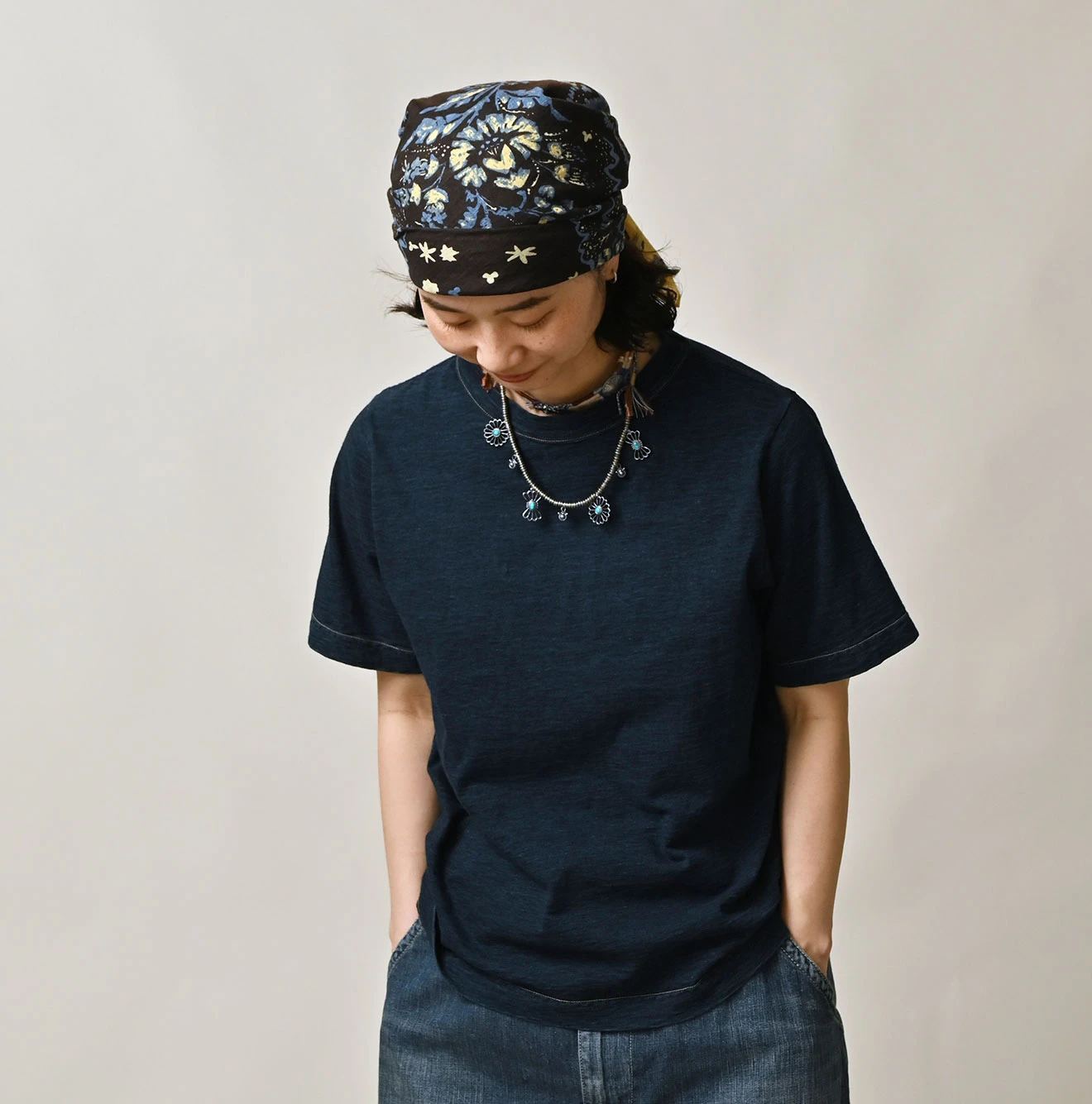 45R（フォーティファイブアール）| 天竺の908 45星Tシャツ（インディゴ