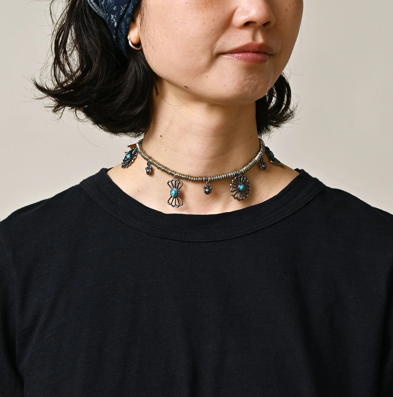 45R(フォーティファイブアール) |天竺のフレアTシャツ（インディゴ 濃）