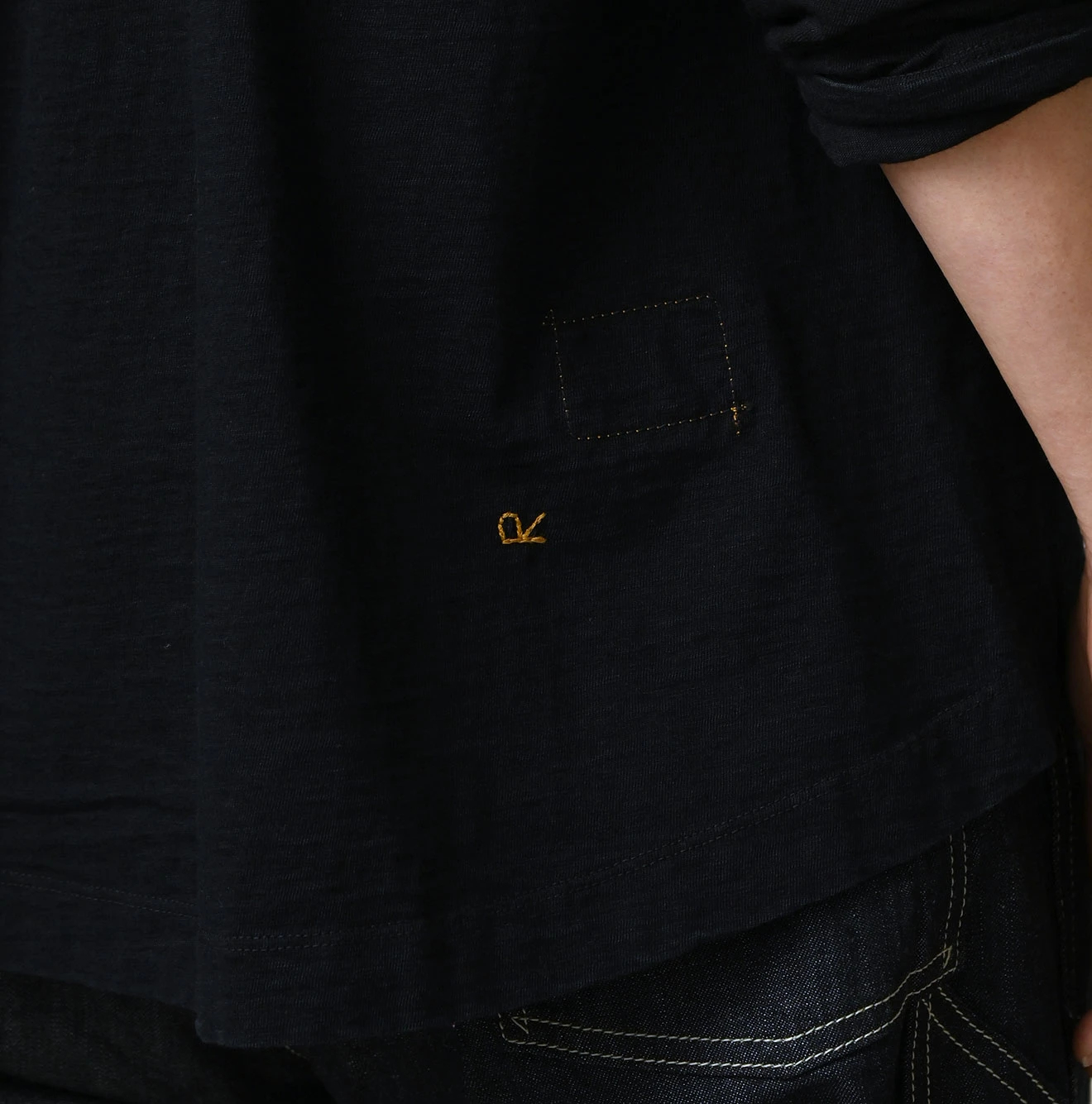 45R(フォーティファイブアール) |天竺のフレアTシャツ（インディゴ 濃）