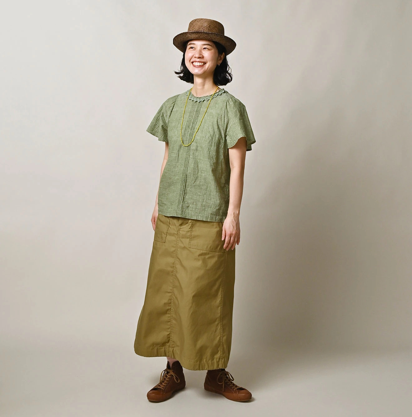 45R(フォーティファイブアール) |薄バックサテンのベイカースカート