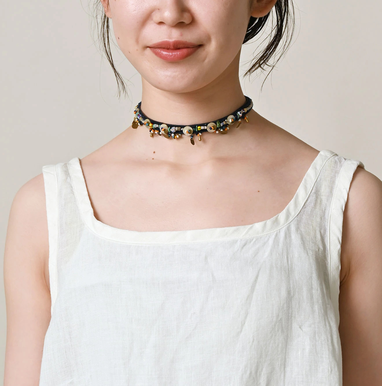 45R(フォーティファイブアール) |インドリネン×レースのフレアキャミソール