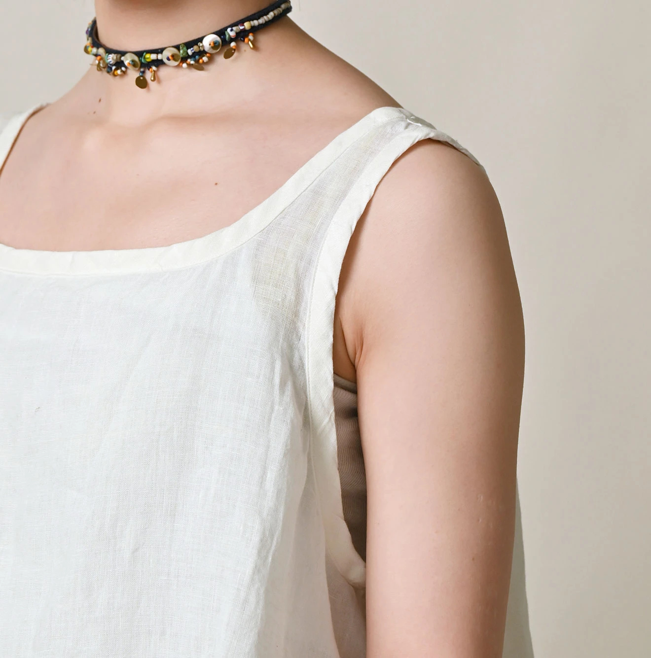 45R(フォーティファイブアール) |インドリネン×レースのフレアキャミソール