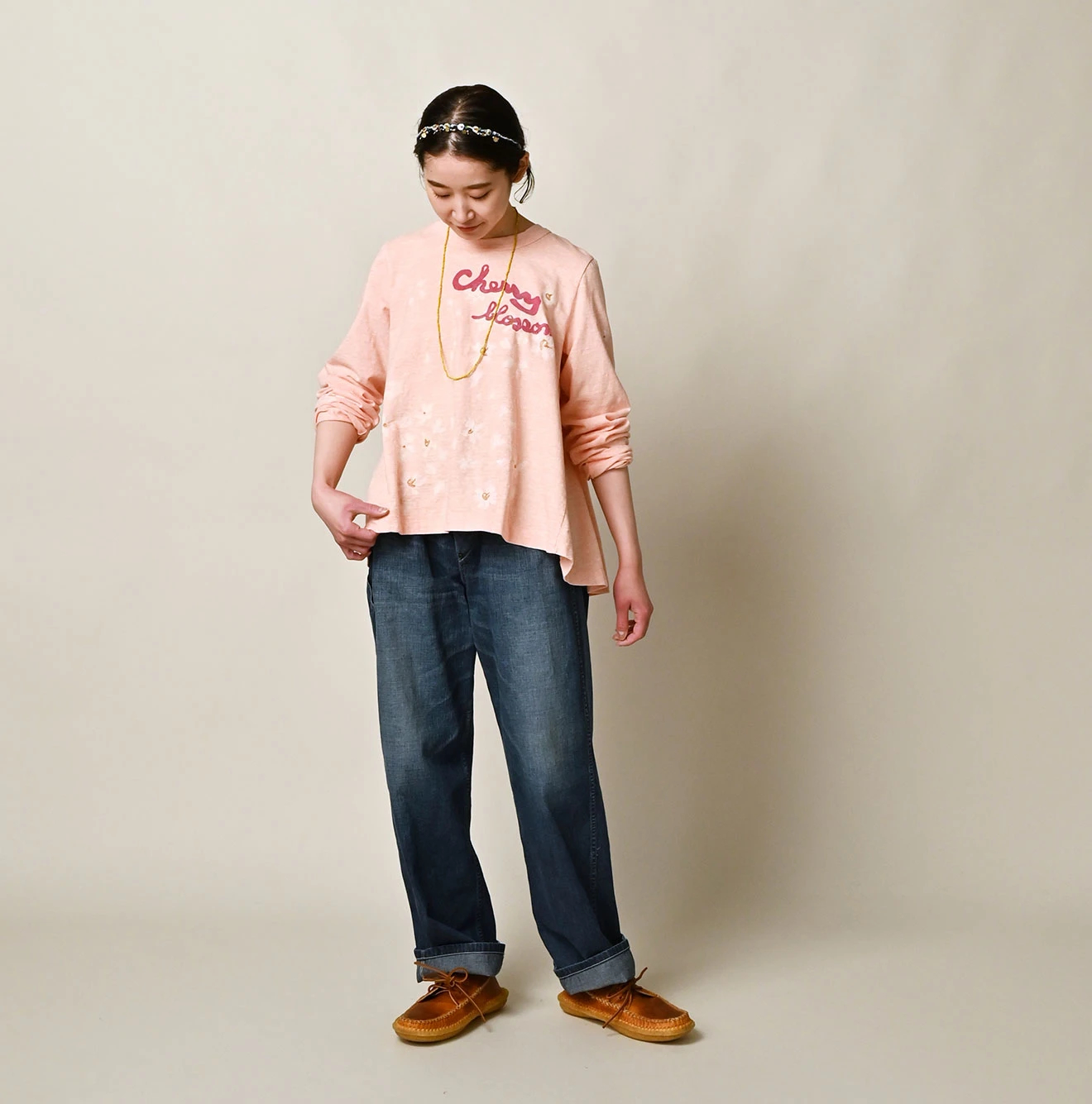 45R(フォーティファイブアール) |天竺の桜吹雪フレアTシャツ