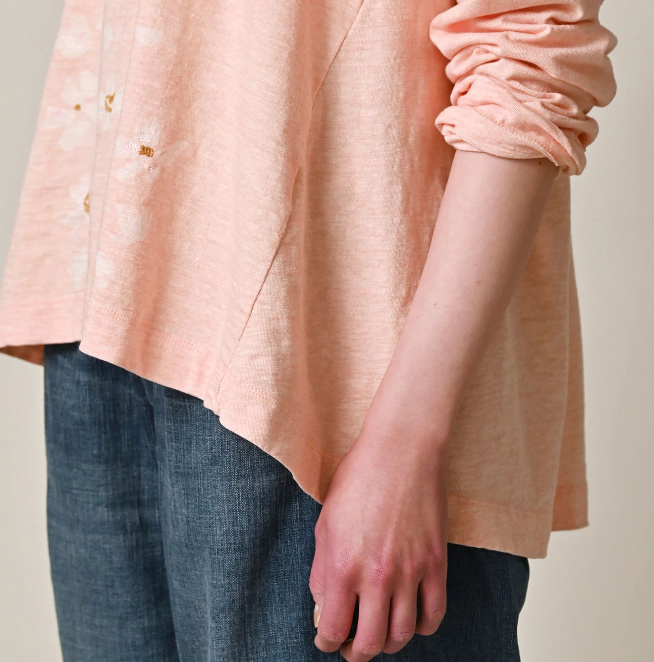 45R(フォーティファイブアール) |天竺の桜吹雪フレアTシャツ