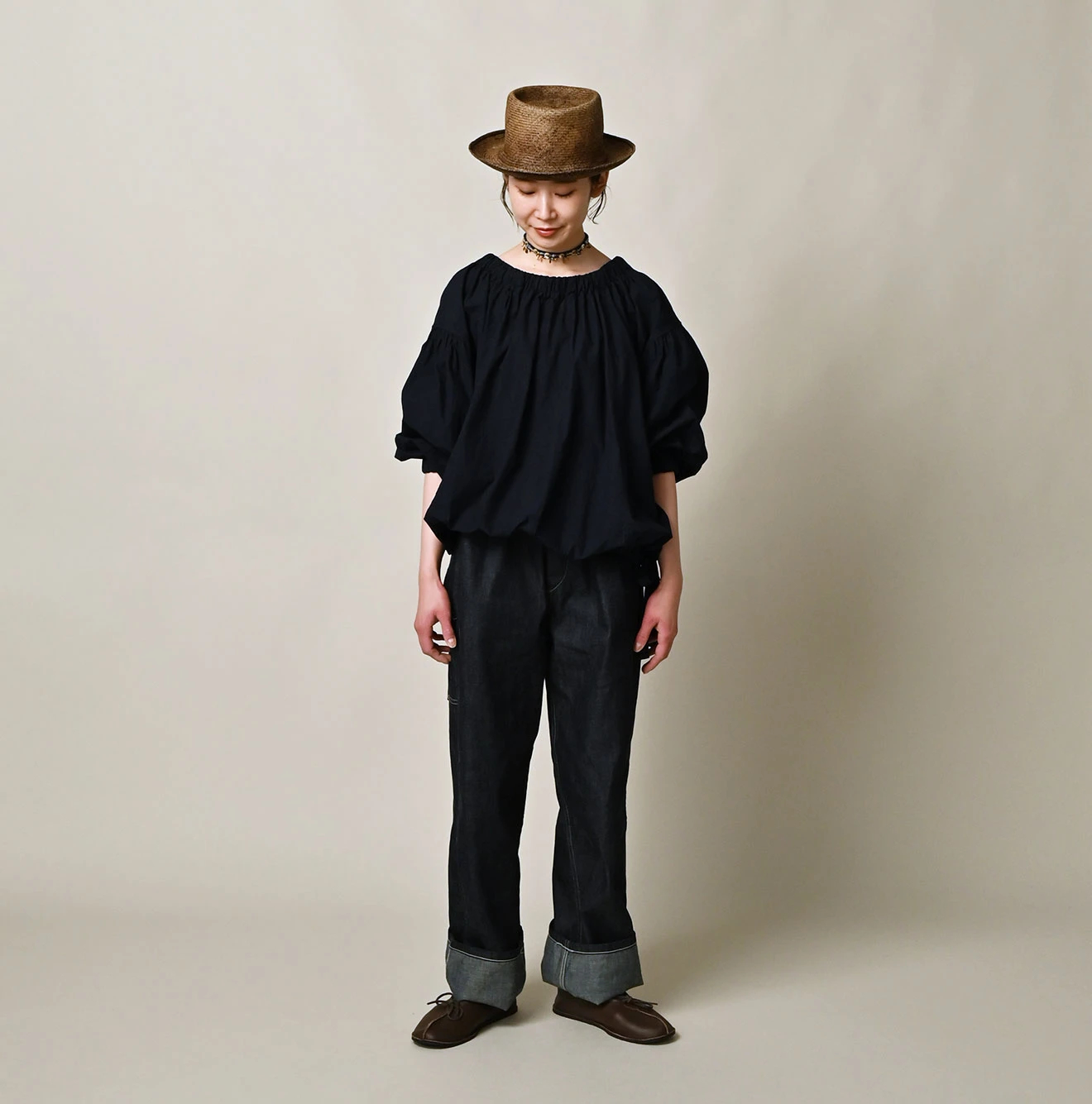 45R(フォーティファイブアール) |バチストのサックブラウス（インディゴ）