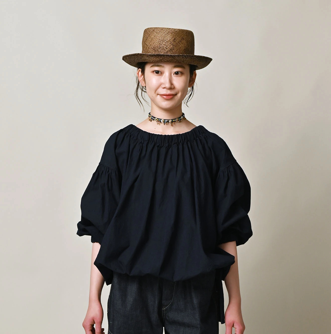 45R(フォーティファイブアール) |バチストのサックブラウス（インディゴ）