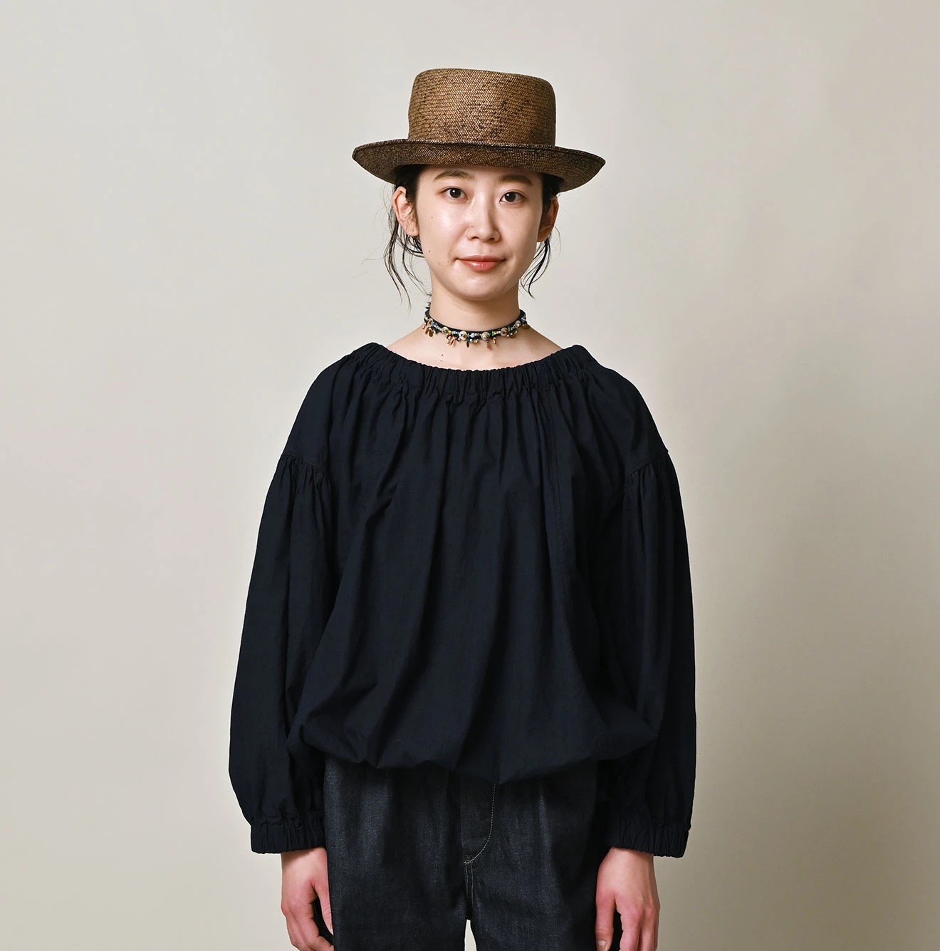 45R(フォーティファイブアール) |バチストのサックブラウス（インディゴ）