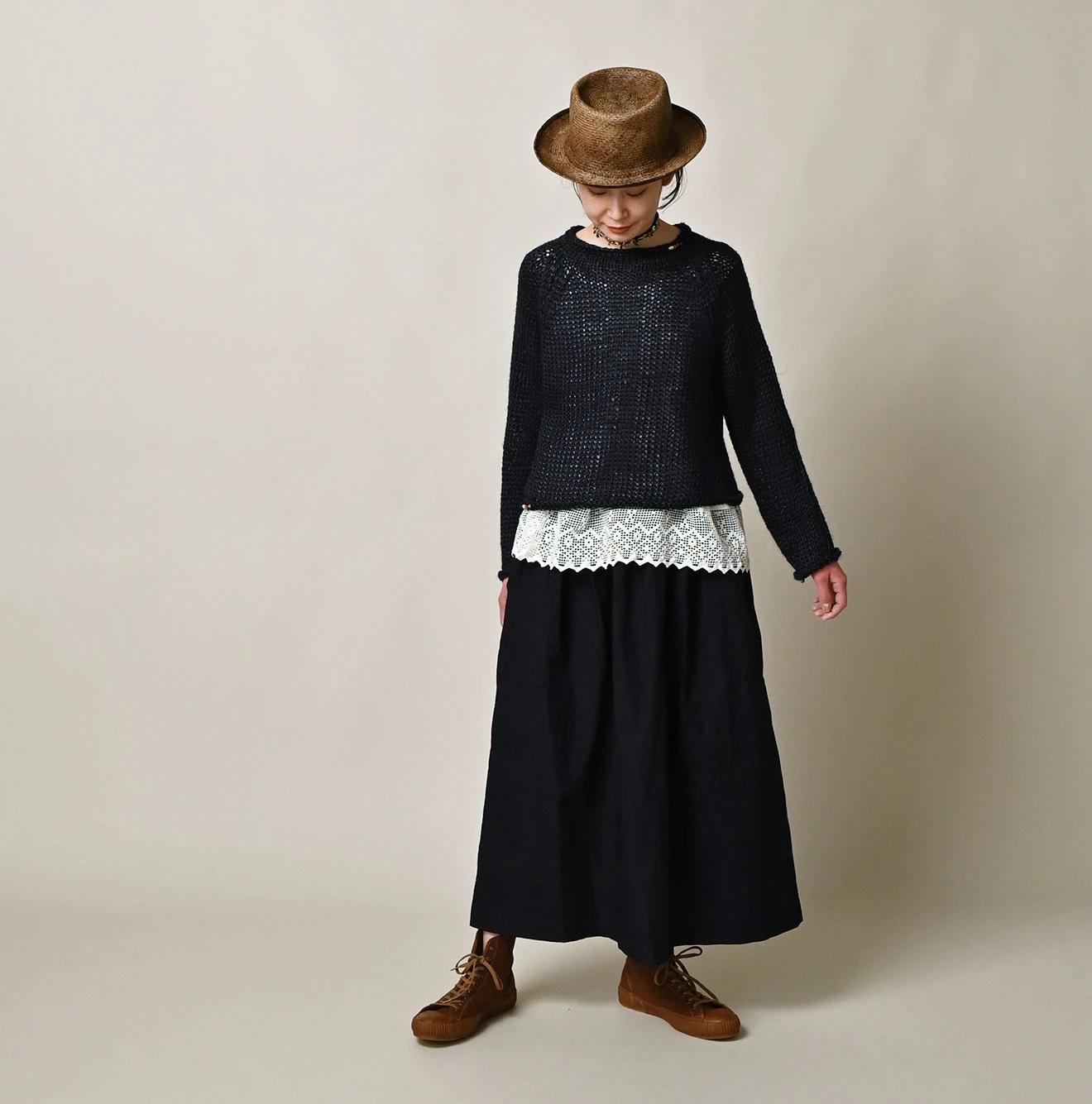 45R(フォーティファイブアール) |バチストのイージーエプロンスカート（インディゴ）