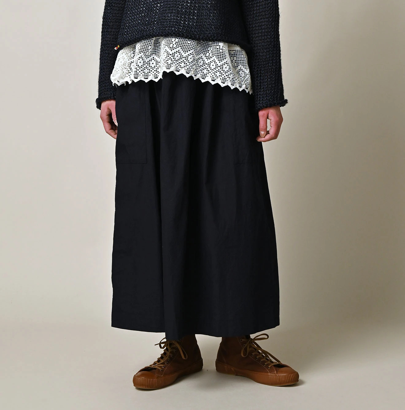 45R(フォーティファイブアール) |バチストのイージーエプロンスカート（インディゴ）