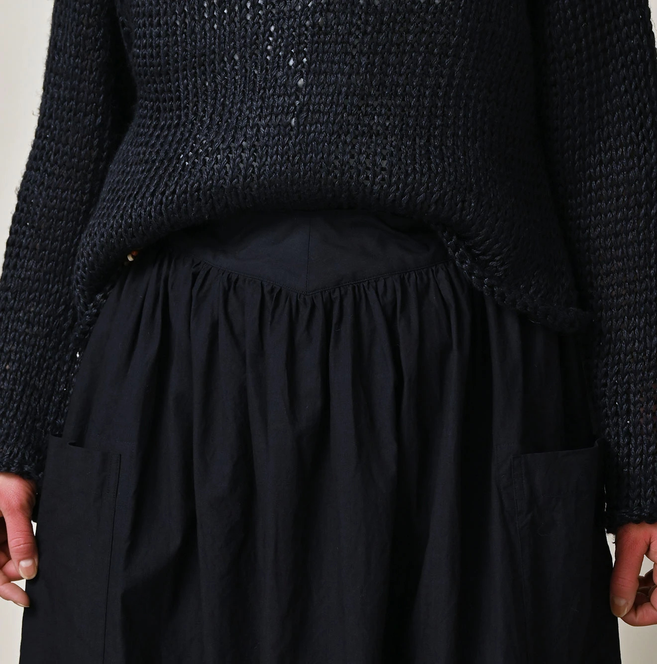 45R(フォーティファイブアール) |バチストのイージーエプロンスカート（インディゴ）