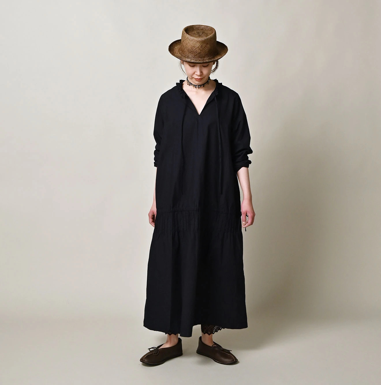 45R(フォーティファイブアール) |バチストのフリルカラードレス（インディゴ）