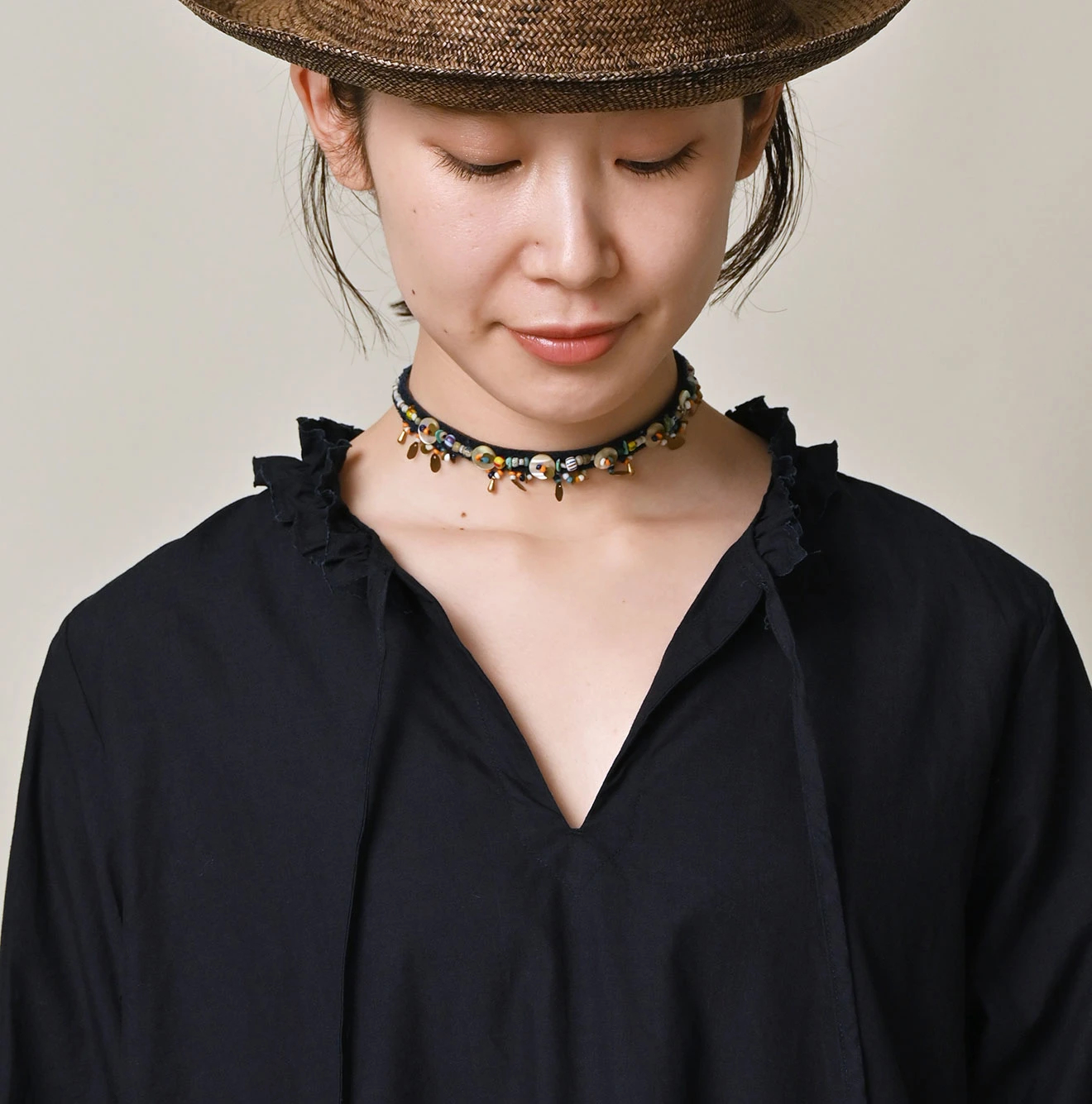 45R(フォーティファイブアール) |バチストのフリルカラードレス（インディゴ）