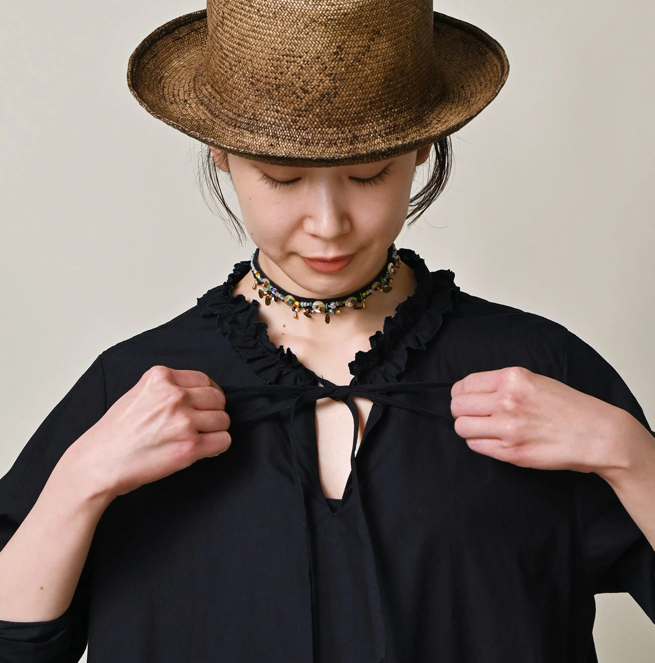 45R(フォーティファイブアール) |バチストのフリルカラードレス（インディゴ）