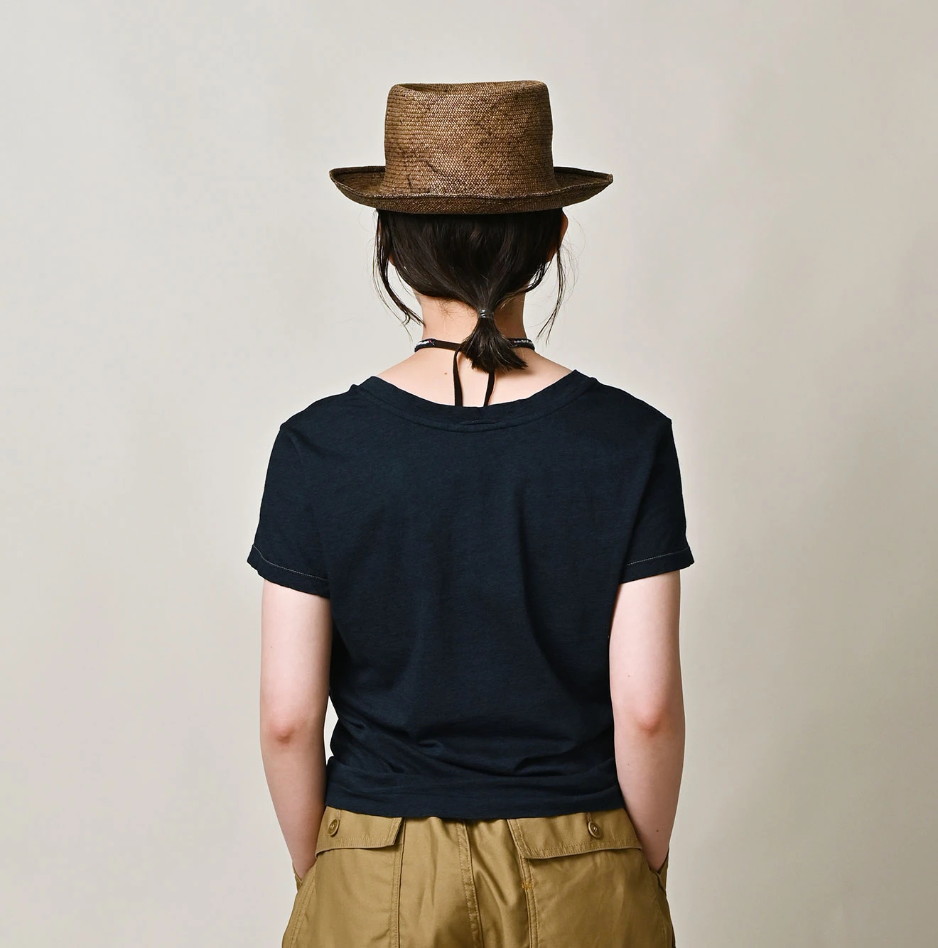 45R(フォーティファイブアール) |薄天竺のVネックチビTシャツ（インディゴ）