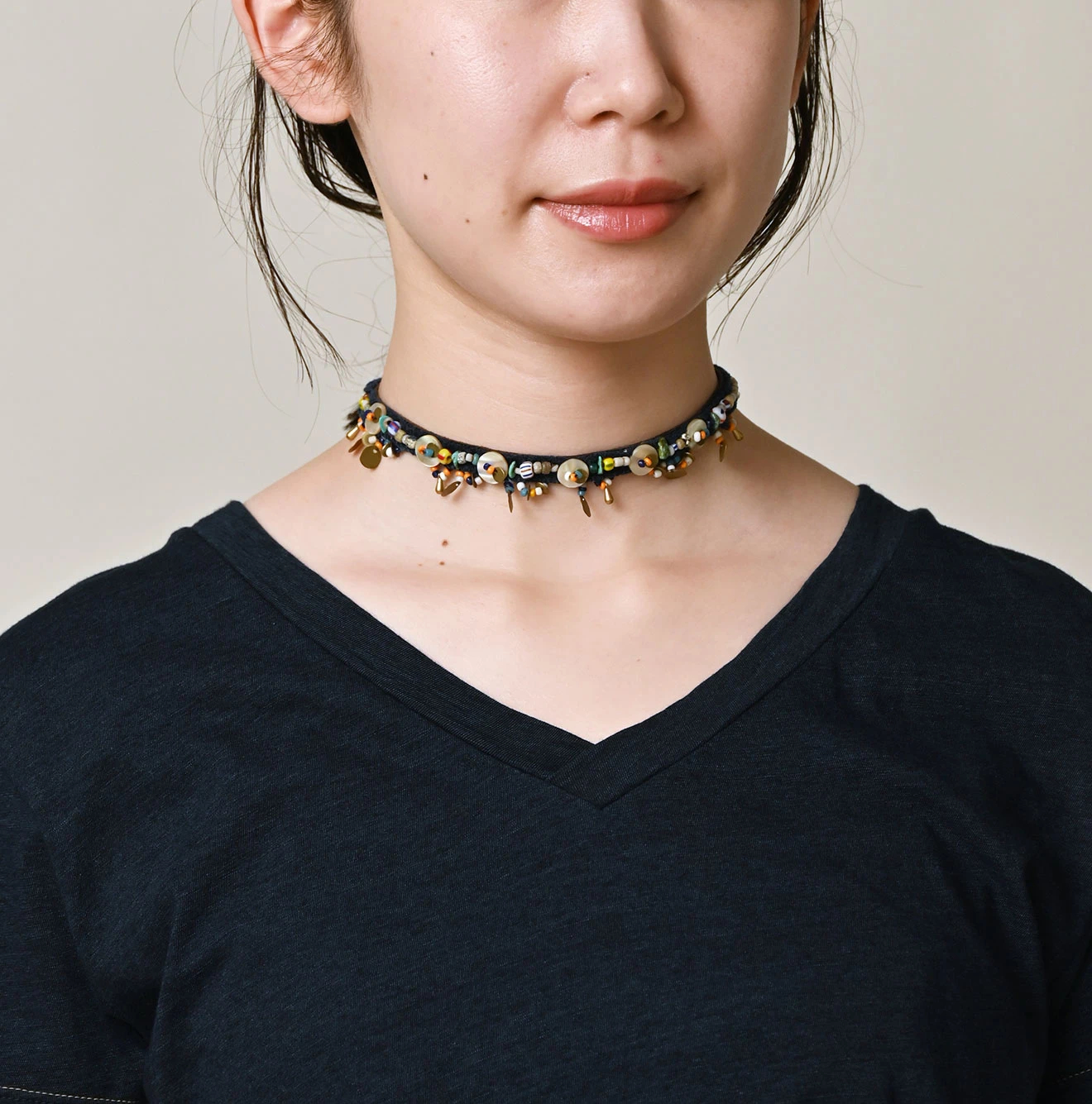 45R(フォーティファイブアール) |薄天竺のVネックチビTシャツ（インディゴ）