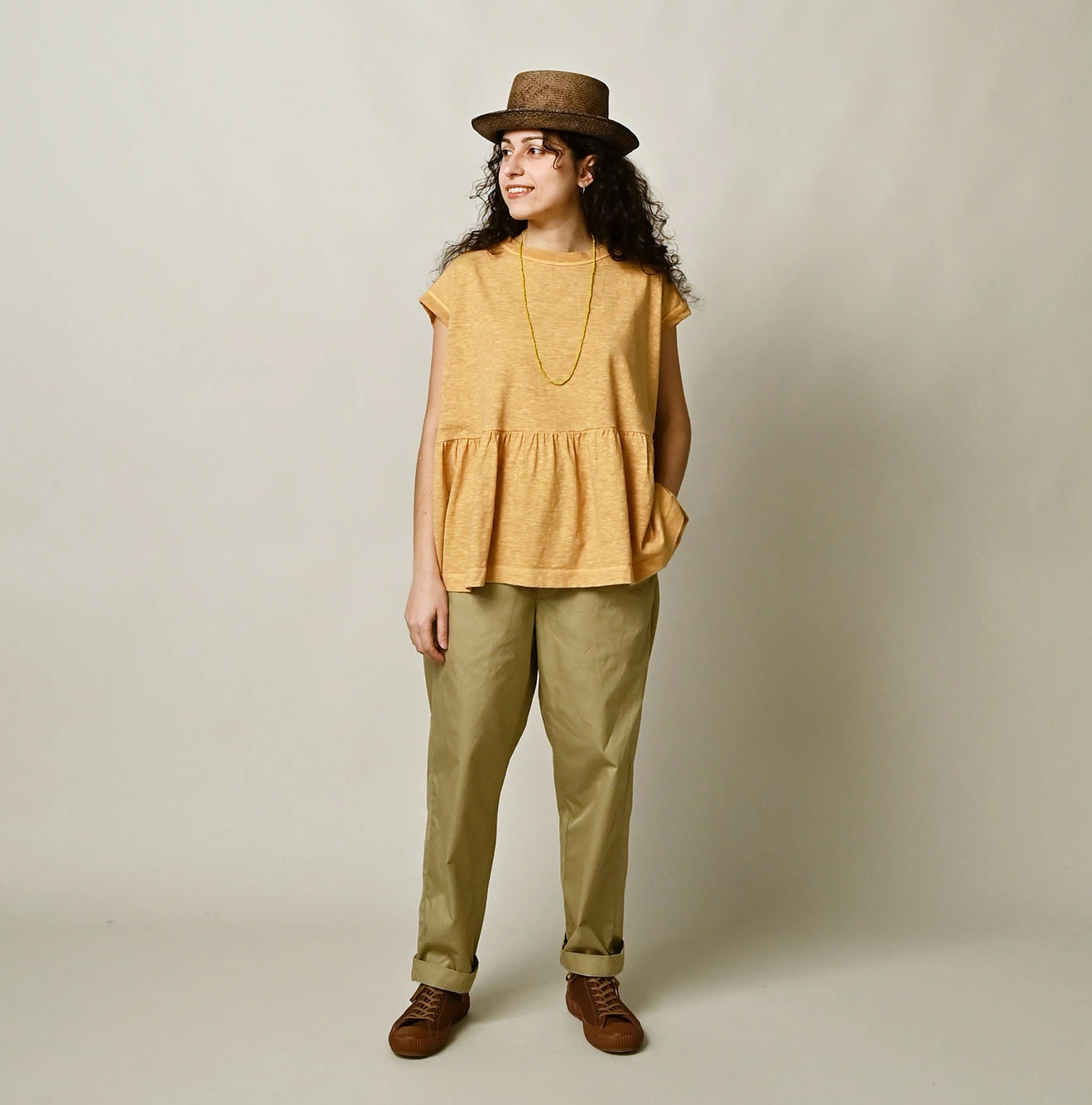 45R(フォーティファイブアール) |天竺のギャザーMシャツ（45草染）