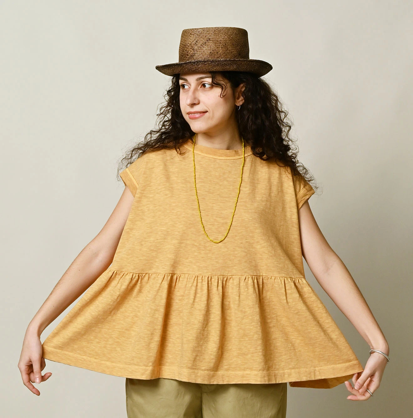 45R(フォーティファイブアール) |天竺のギャザーMシャツ（45草染）