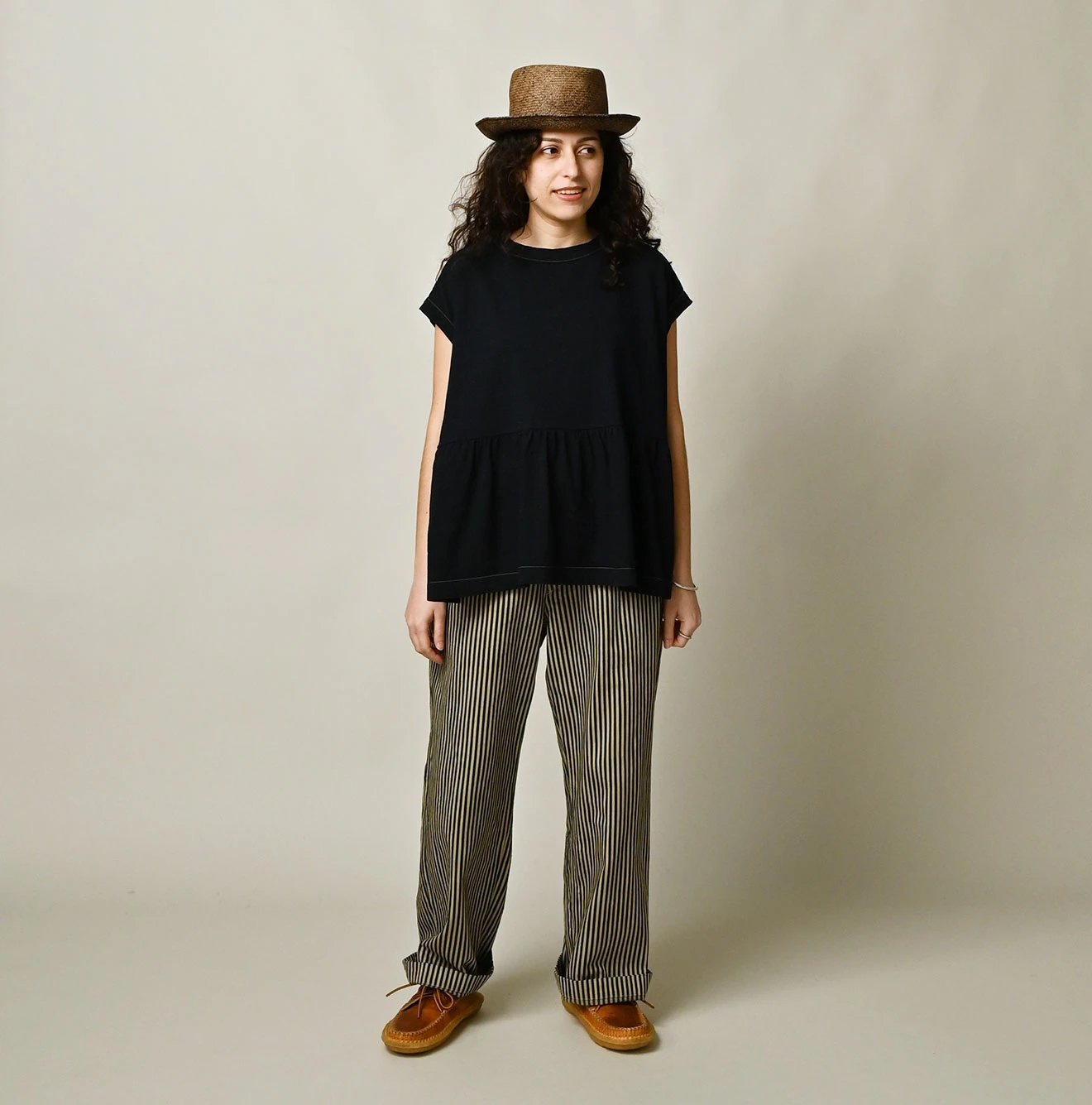 45R(フォーティファイブアール) |天竺のギャザーMシャツ（インディゴ）