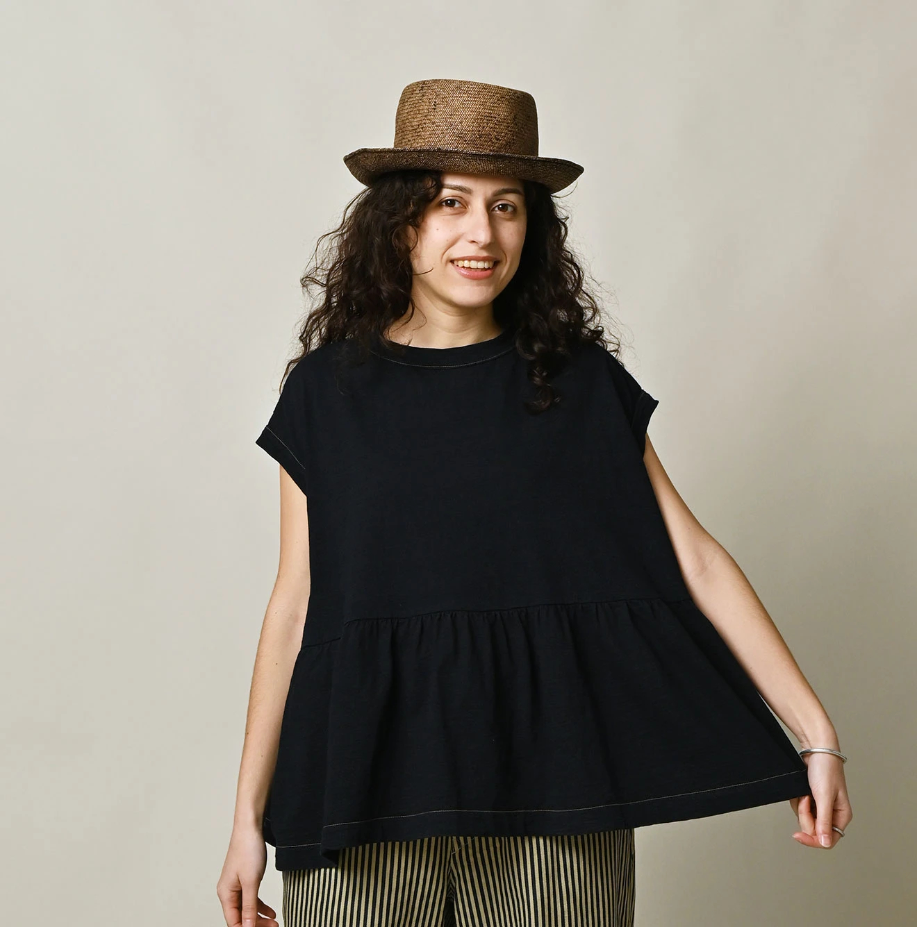 45R(フォーティファイブアール) |天竺のギャザーMシャツ（インディゴ）