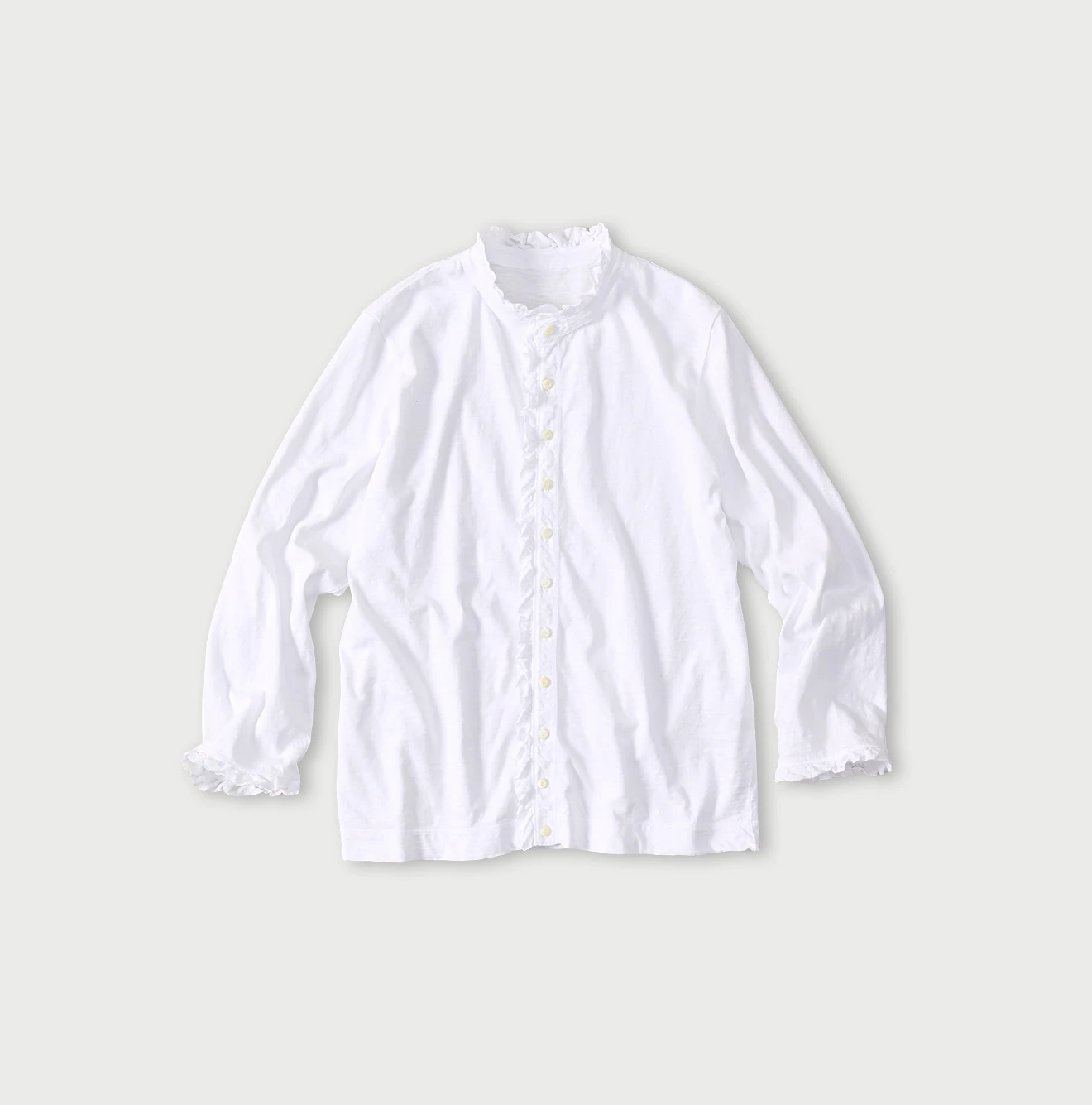 45R(フォーティファイブアール) |天竺のフリル四角カーディガン