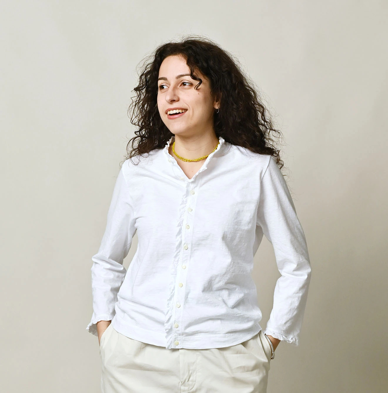 45R(フォーティファイブアール) |天竺のフリル四角カーディガン